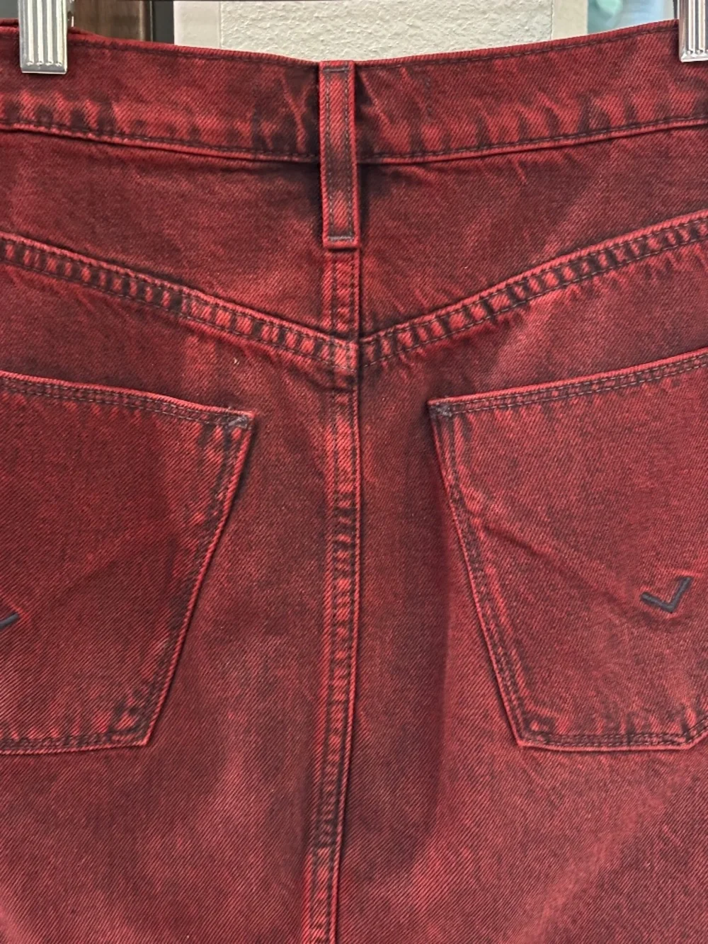 Hudson Viper Mini Denim Skirt - Burgundy Red Size 24 - Picture 8 of 11